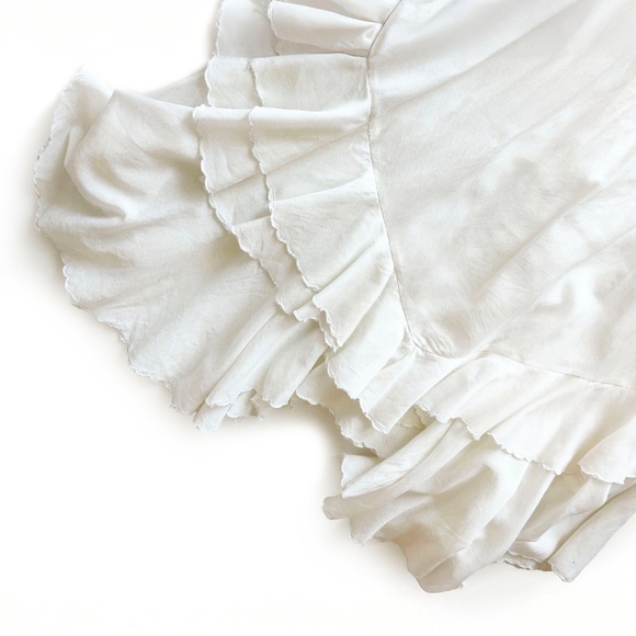 Sea New York Tie Neck Mini Dress White Size 4 Ruffle, Pom-Pom & Tassel Accents - Picture 9 of 14